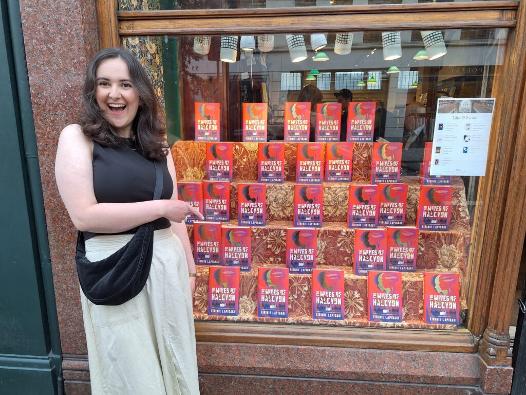 Author Eirinie Lapidaki at the launch of her debut novel