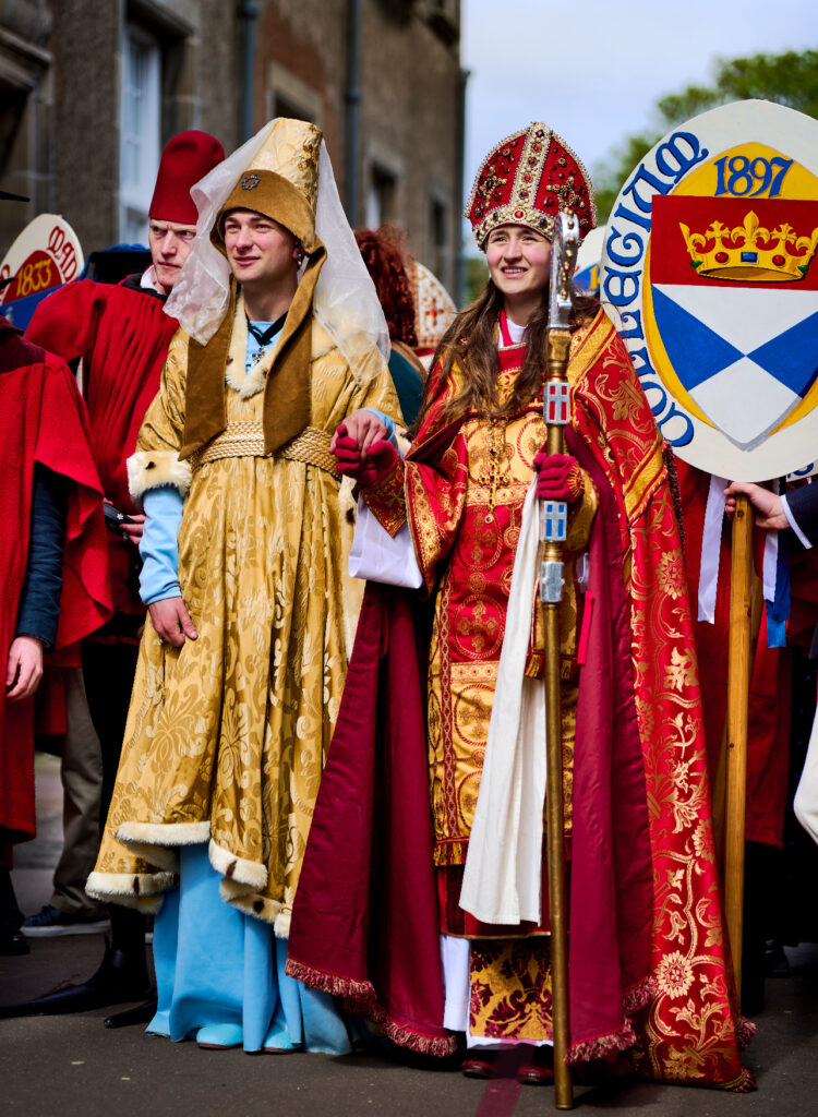 Emma dressed as the Bishop during the annual procession in St Andrews