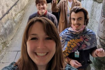 A selfie showing a group of students, taken by Molly Ryan, at the front of the shot.