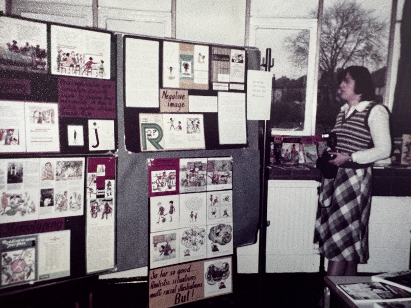 Guests attending an anti-racism exhibition at Thomas Tallis School, 1983